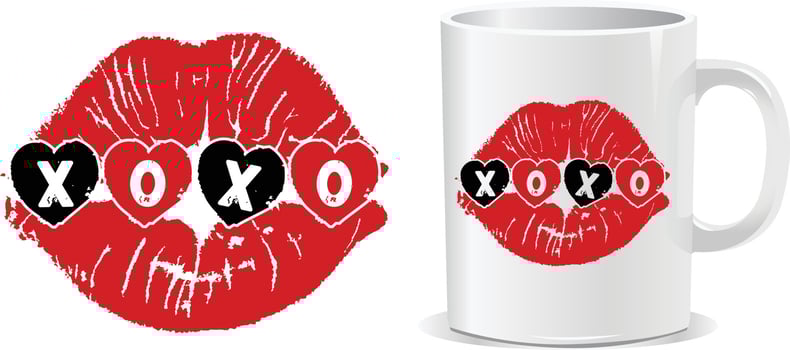XOXO Valentine day Mug design vector