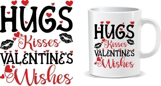 Hugs kisses valentines day Mug design vector