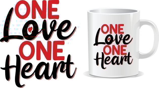 One love one heart Valentine Day Mug design vector