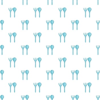 Baby spoon and fork pattern, cartoon style vector