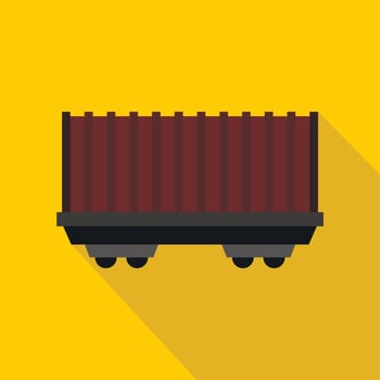 Cargo wagon icon, flat style vector