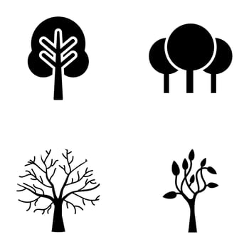 Set of Forest Trees Glyph Icons vector