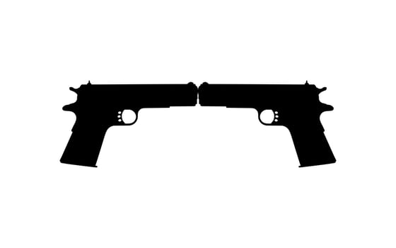 Silhouette of Pistol Gun for Logo, Pictogram, Art Illustration, Website or Graphic Design Element. Vector Illustration