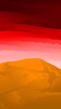 Red sky desert vector illustration. Desert cloudscape vector for graphic, wallpaper, resources, business, design or decoration. Vertical desert and red sky cloudscape