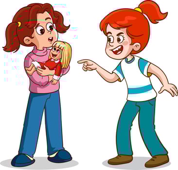 children angry with his friend cartoon vector