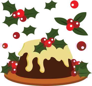 Christmas Feast Dinner Party Pudding Illustration Vector Clipart