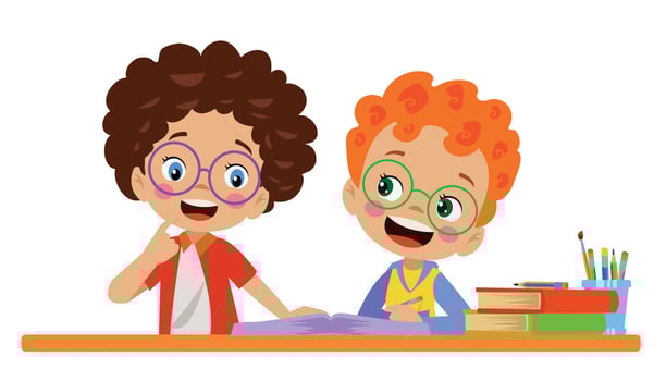 cute hardworking little kids studying vector