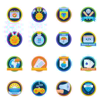 Collection of Winner Awards Flat Icons vector
