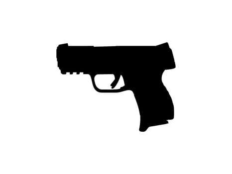 Silhouette of Pistol Gun for Logo, Pictogram, Art Illustration, Website or Graphic Design Element. Vector Illustration