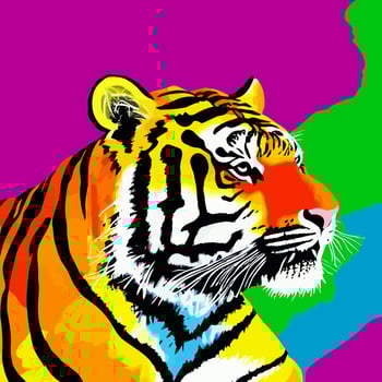 Colorful Pop Art Groovy Tiger Portrait vector