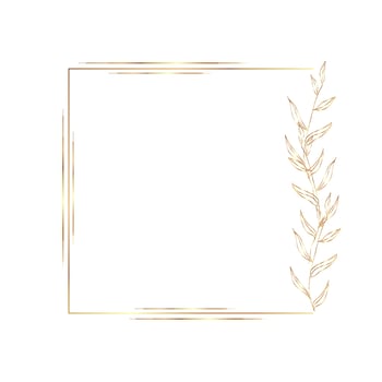 Gold Autumn leaves vector Background. Botanical frame