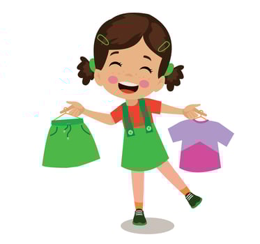 cute happy boy choosing clothes vector