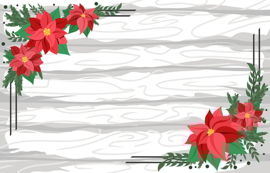 Wooden Texture with Poinsettia Flowers vector