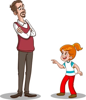 girl angry with her father vector