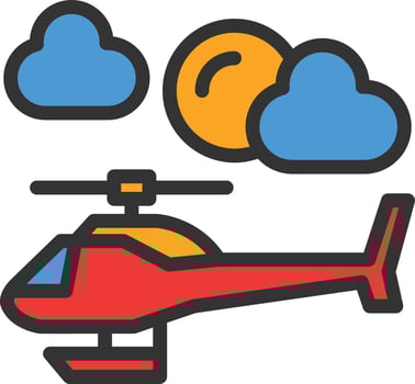 Helicopter Line Filled Icon vector