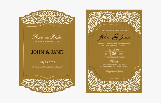 Modern Formal Laser Cuts Wedding Invitation vector