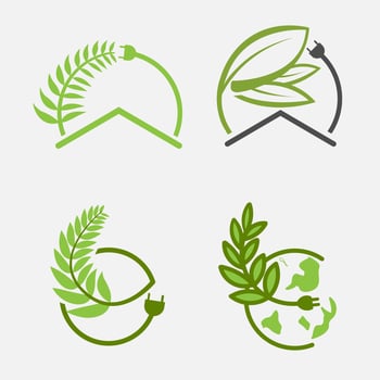 set of green energy building electrical logo design vector illustrations