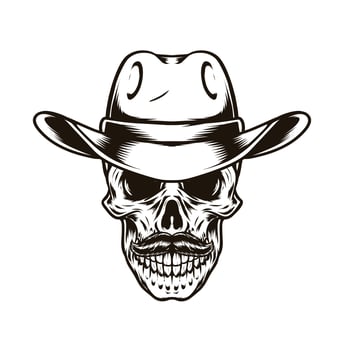cowboy hat and skull illustration vector