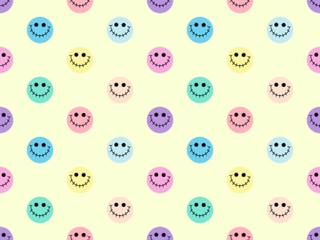 Smile cartoon character seamless pattern on yellow background vector