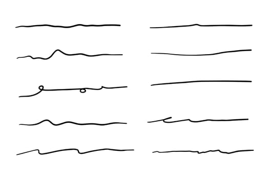 Vector set of hand drawn underline.