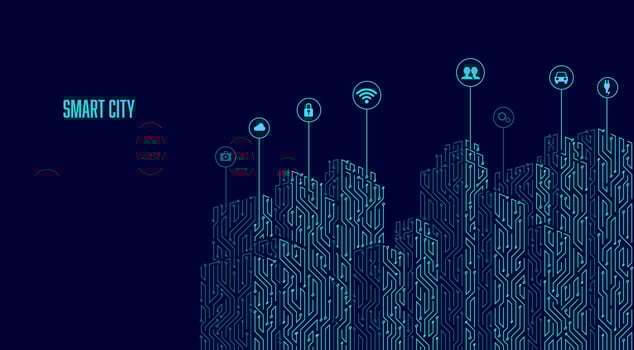 electronic city perspective vector