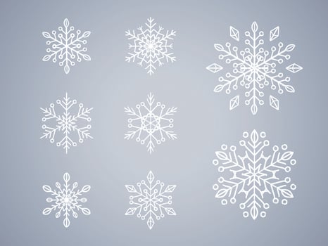 Snowflake Collection on isolated background. Frost background. Christmas icon. Vector illustration