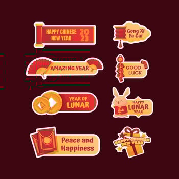 Cute Chat Stickers of Chinese New Year vector