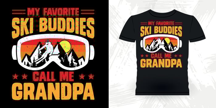 My Favorite Ski Buddies Call Me Grandpa Funny Skiing Sports Retro Vintage Father's Day Ski T-shirt Design vector