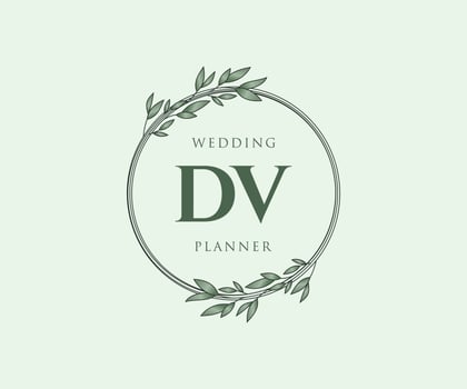 DV Initials letter Wedding monogram logos collection, hand drawn modern minimalistic and floral templates for Invitation cards, Save the Date, elegant identity for restaurant, boutique, cafe in vector