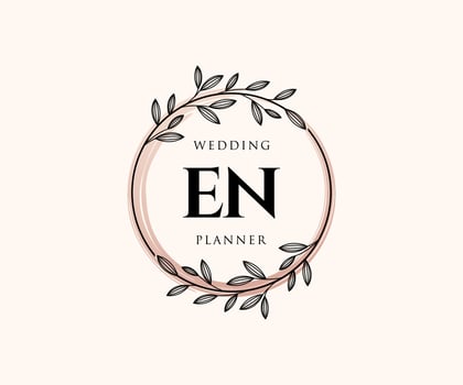 EN Initials letter Wedding monogram logos collection, hand drawn modern minimalistic and floral templates for Invitation cards, Save the Date, elegant identity for restaurant, boutique, cafe in vector