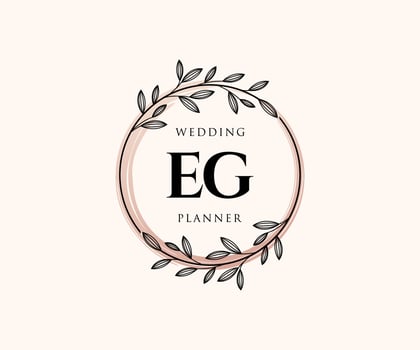 EG Initials letter Wedding monogram logos collection, hand drawn modern minimalistic and floral templates for Invitation cards, Save the Date, elegant identity for restaurant, boutique, cafe in vector
