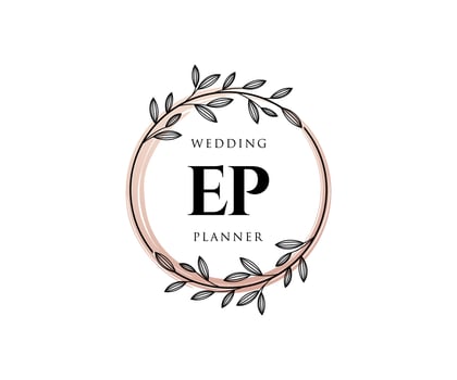 EP Initials letter Wedding monogram logos collection, hand drawn modern minimalistic and floral templates for Invitation cards, Save the Date, elegant identity for restaurant, boutique, cafe in vector