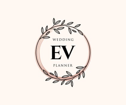 EV Initials letter Wedding monogram logos collection, hand drawn modern minimalistic and floral templates for Invitation cards, Save the Date, elegant identity for restaurant, boutique, cafe in vector