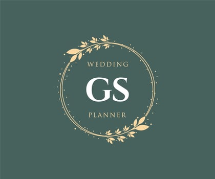 GS Initials letter Wedding monogram logos collection, hand drawn modern minimalistic and floral templates for Invitation cards, Save the Date, elegant identity for restaurant, boutique, cafe in vector
