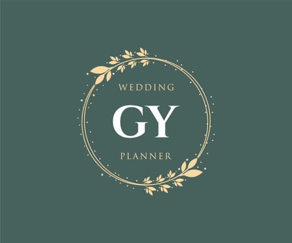 GY Initials letter Wedding monogram logos collection, hand drawn modern minimalistic and floral templates for Invitation cards, Save the Date, elegant identity for restaurant, boutique, cafe in vector