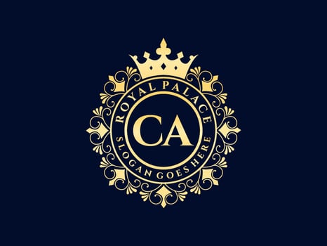 Letter CA Antique royal luxury victorian logo with ornamental frame. vector