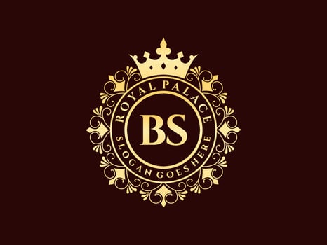 Letter BS Antique royal luxury victorian logo with ornamental frame. vector