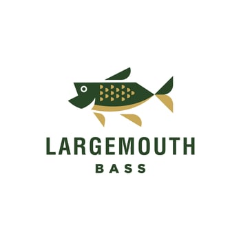 large mouth bass Fishing logo design template illustration . Sport fishing Logo. geometric modern fish logo vector