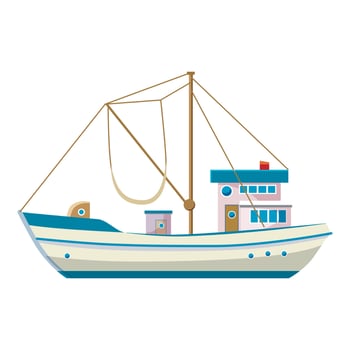 Fishing boat icon, cartoon style vector