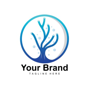 Coral Logo, Sea Plants Place Marine Animals, Ocean Vector, Seaweed Icons vector