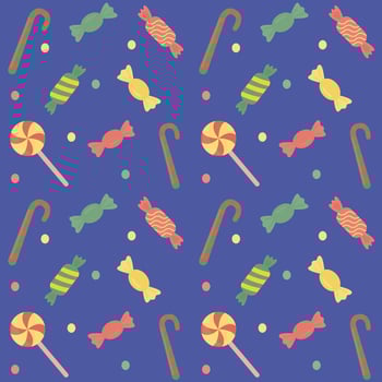 Seamless pattern with sweets. Background with sweets on a dark blue background. vector