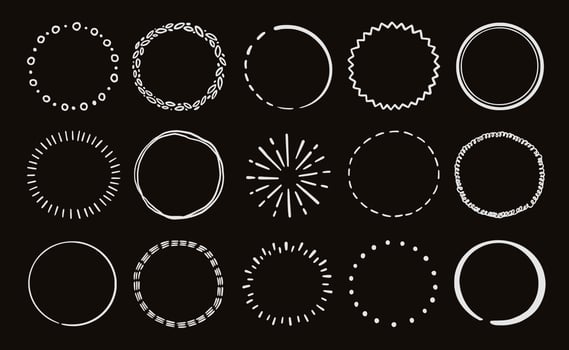 Hand drawn chalkboard circle line badge vector