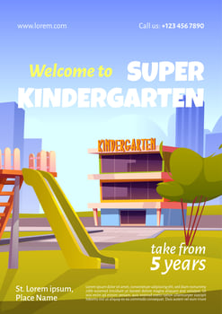 Welcome to kindergarten ad poster, invitation vector