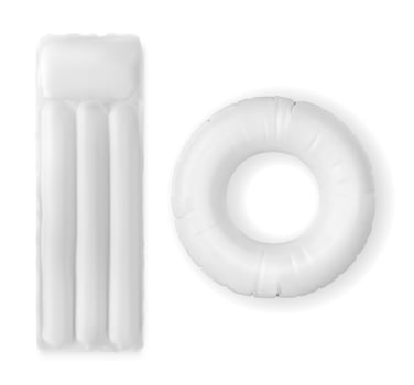 Inflatable water mattress and ring for pool 3d vector