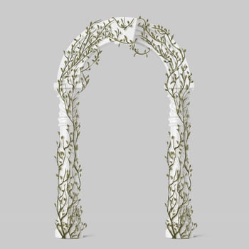 Ivy on marble arch, vines with green leaves on arc vector