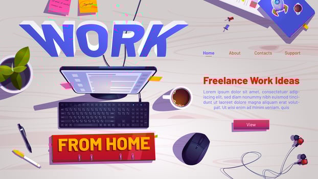 Work from home, online business, freelance vector