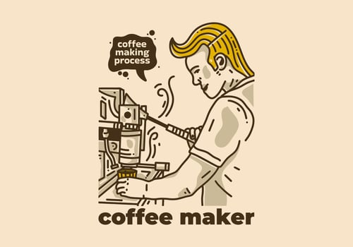 Vintage art illustration of man making coffee vector