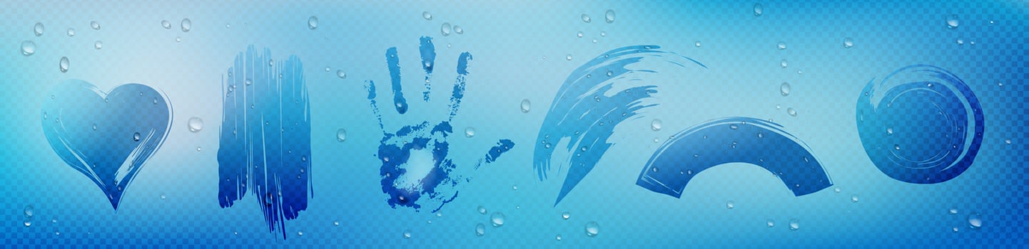 Wipe stains on glass with condensation water drops vector