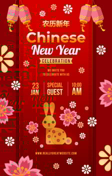 Elegant Chinese New Year Rabbit Year Poster Concept vector