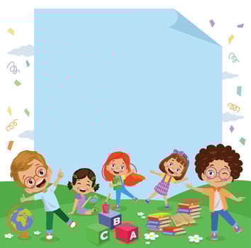 Your text here cute boy holding note paper vector